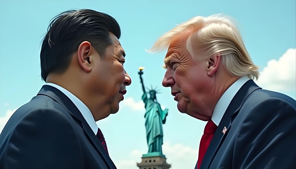 Chinese Premier, Xi Jinping retaliates in a faceoff with US President, Donald Trump's 104% tariffs (Created with FreePik AI)
